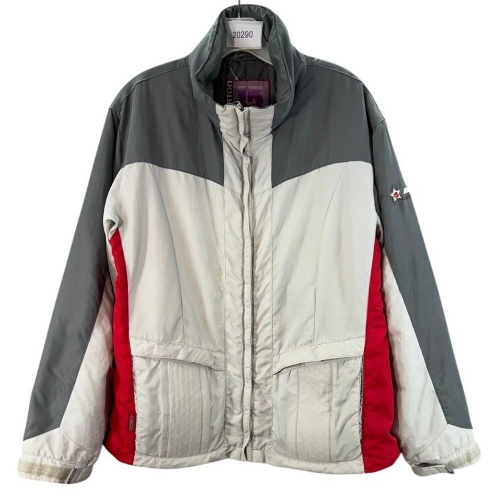Burton Jacket Snowboard Mens Medium Grey White Red Colorblock